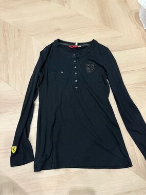 Puma Black Long-Sleeve Henley with Shield Patch